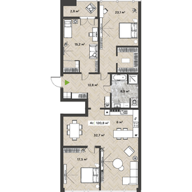 Квартира 120,8 м², 3-комнатная - изображение 1