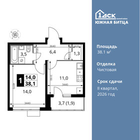 Квартира 38,1 м², 1-комнатная - изображение 1