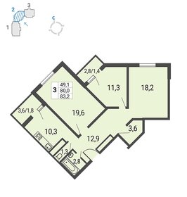 78,8 м², 3-комнатная квартира 14 200 000 ₽ - изображение 58