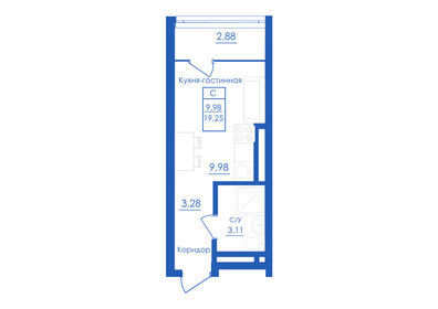 Квартира 19,3 м², 1-комнатная - изображение 1