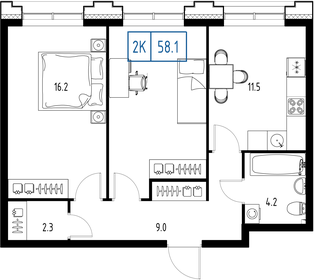 58,8 м², 2-комнатная квартира 21 595 292 ₽ - изображение 83