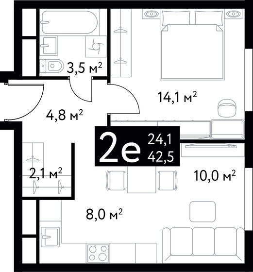 42,5 м², 2-комнатная квартира 29 060 396 ₽ - изображение 36