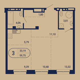 Квартира 59,8 м², 3-комнатная - изображение 1