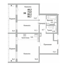 Квартира 82,5 м², 3-комнатная - изображение 3