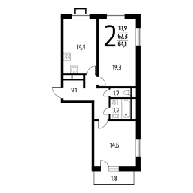 64,1 м², 2-комнатная квартира 14 198 150 ₽ - изображение 72