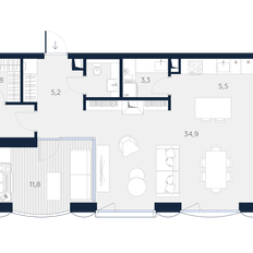 Квартира 108,4 м², 2-комнатные - изображение 2