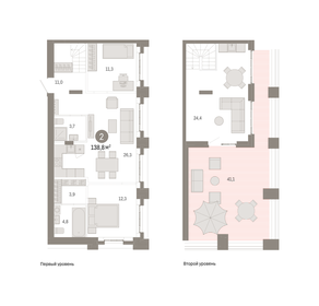 Квартира 138,8 м², 2-комнатная - изображение 1