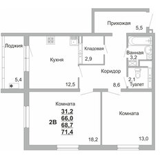 Квартира 69,1 м², 2-комнатная - изображение 3