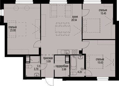 Квартира 99,4 м², 3-комнатная - изображение 1