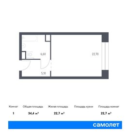 Квартира 34,4 м², студия - изображение 1