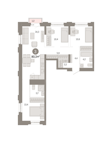 84,4 м², 3-комнатная квартира 22 990 000 ₽ - изображение 115