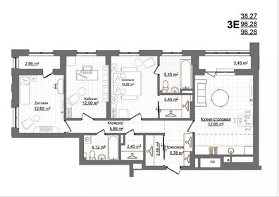 Квартира 96,3 м², 3-комнатная - изображение 1