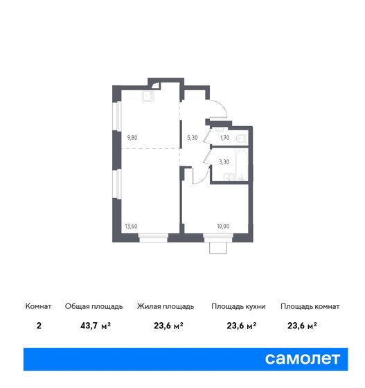 43,7 м², 1-комнатные апартаменты 6 952 616 ₽ - изображение 23