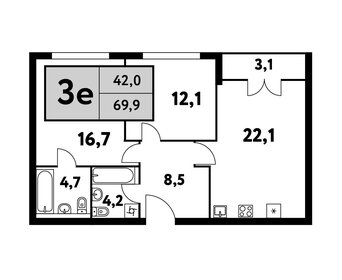 Квартира 69,9 м², 3-комнатная - изображение 1