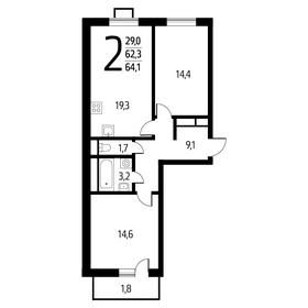 64,1 м², 2-комнатная квартира 14 198 150 ₽ - изображение 55