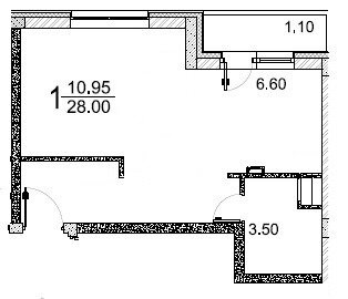 Квартира 28 м², студия - изображение 1