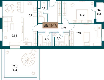 Квартира 110,6 м², 3-комнатная - изображение 1