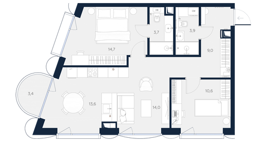 63,3 м², 2-комнатные апартаменты 37 481 000 ₽ - изображение 64