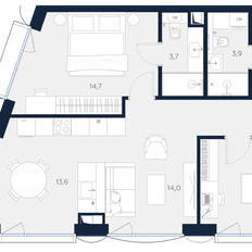 Квартира 72,9 м², 2-комнатные - изображение 2