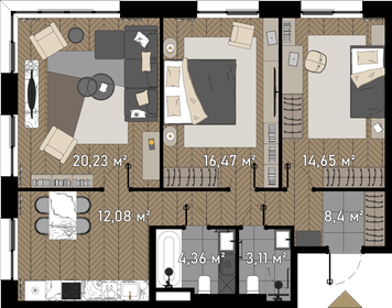 96,2 м², 3-комнатная квартира 41 606 500 ₽ - изображение 85