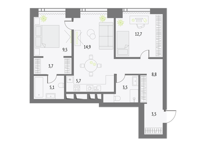 68,4 м², 3-комнатная квартира 18 900 000 ₽ - изображение 150