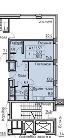 Квартира 53,1 м², 2-комнатные - изображение 1