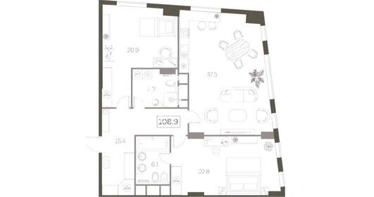 Квартира 108,8 м², 2-комнатная - изображение 1