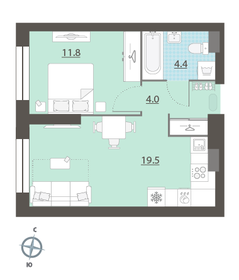 46 м², 1-комнатная квартира 6 990 000 ₽ - изображение 91