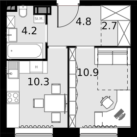 32,5 м², 1-комнатные апартаменты 9 035 000 ₽ - изображение 85