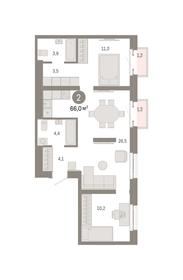 Квартира 66 м², 2-комнатная - изображение 1