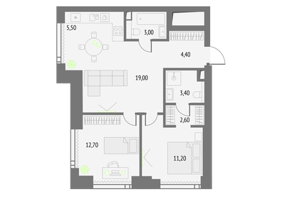 61,2 м², 2-комнатные апартаменты 26 000 000 ₽ - изображение 142