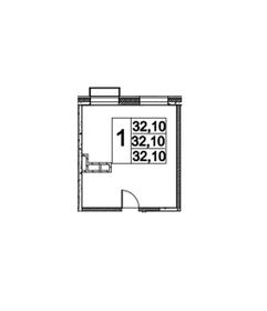 Квартира 32,1 м², студия - изображение 1