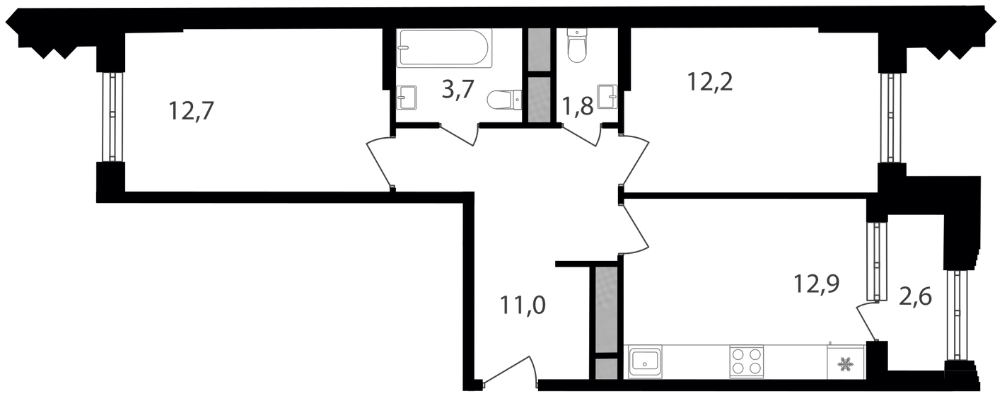 56,9 м², 2-комнатные апартаменты 13 212 180 ₽ - изображение 24