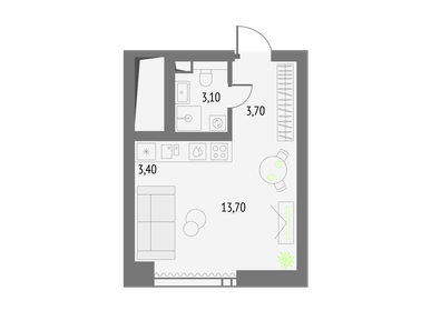 31,6 м², апартаменты-студия 13 980 000 ₽ - изображение 126
