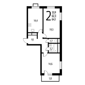 64,1 м², 2-комнатная квартира 14 198 150 ₽ - изображение 71