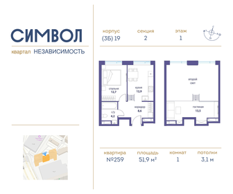 32,4 м², 1-комнатная квартира 10 000 000 ₽ - изображение 116