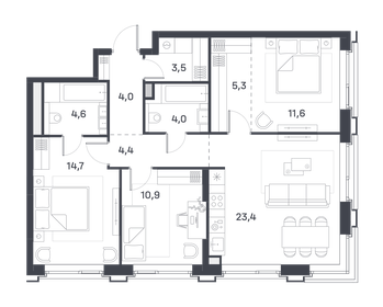 86,4 м², 3-комнатная квартира 42 068 160 ₽ - изображение 21