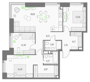 116,8 м², 4-комнатная квартира 36 000 000 ₽ - изображение 137
