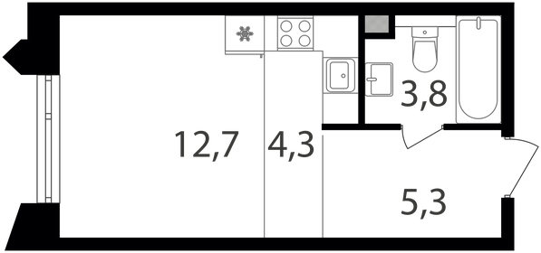 Квартира 26,1 м², студия - изображение 1