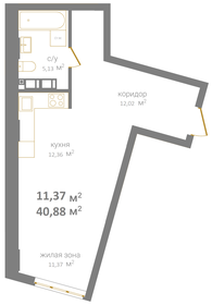 Квартира 40,9 м², студия - изображение 1