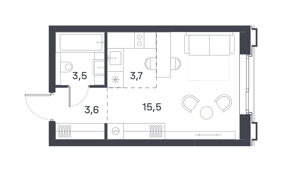 26,3 м², квартира-студия 13 831 327 ₽ - изображение 1