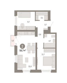 58,7 м², 2-комнатная квартира 19 680 000 ₽ - изображение 72