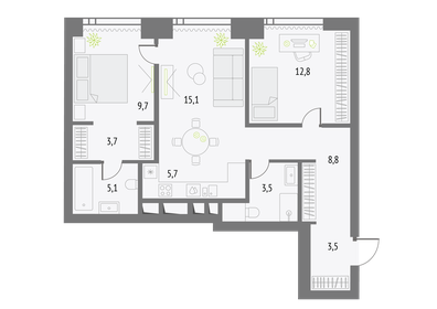 Квартира 67,9 м², 2-комнатная - изображение 1