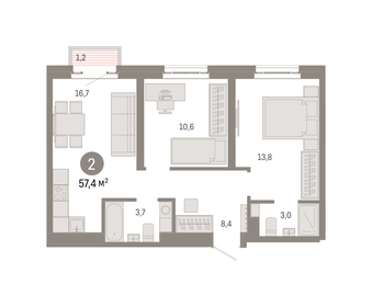 52,4 м², 2-комнатная квартира 19 596 552 ₽ - изображение 16