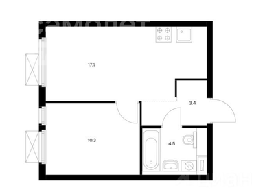 Квартира 35,3 м², 1-комнатная - изображение 2