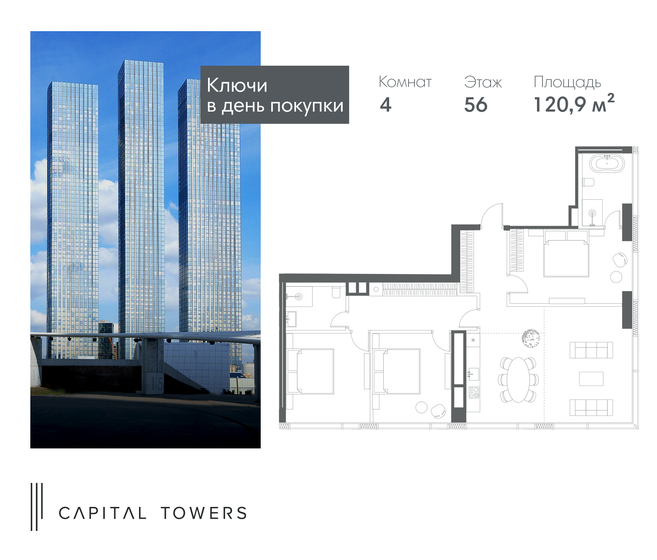 120,9 м², 4-комнатная квартира 120 000 000 ₽ - изображение 1