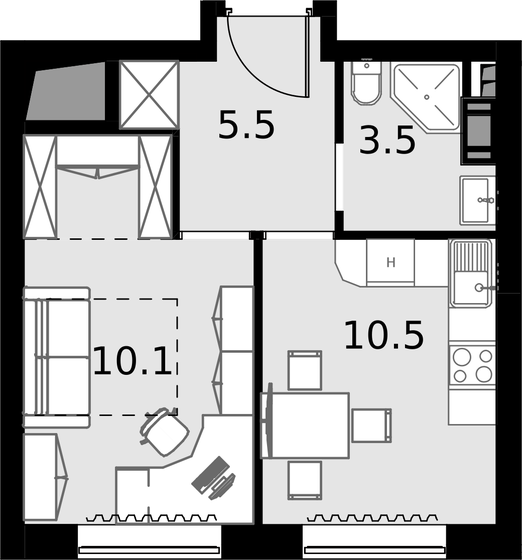 31,9 м², 1-комнатные апартаменты 9 027 700 ₽ - изображение 1