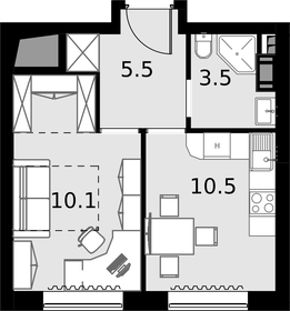 Квартира 31,9 м², 1-комнатные - изображение 1