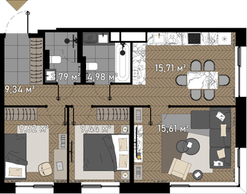 75 м², 3-комнатная квартира 22 399 000 ₽ - изображение 140