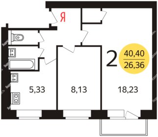 43,4 м², 2-комнатная квартира 11 500 000 ₽ - изображение 120